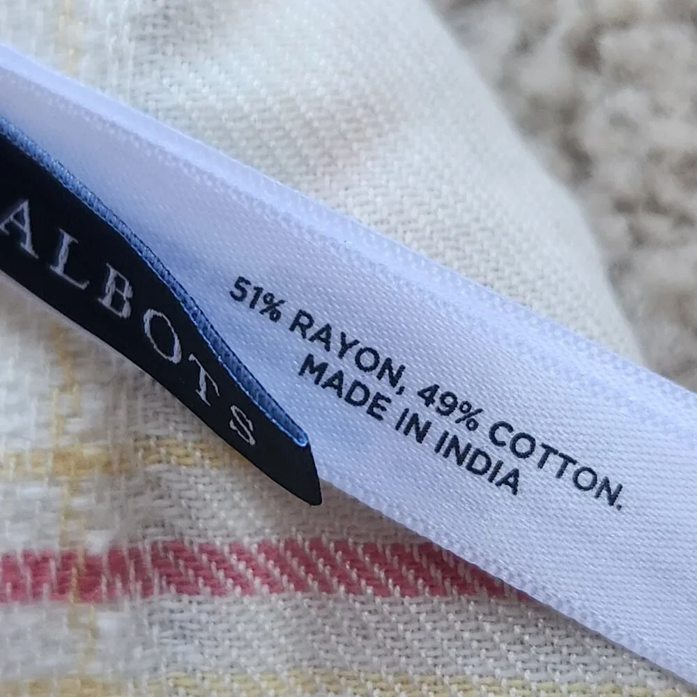 NWT Talbots pastel plaid scarf cotton/rayon